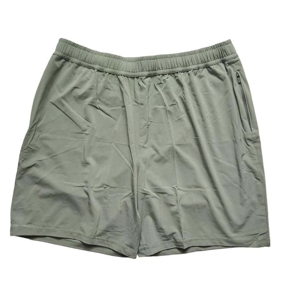 Beyond Yoga Men's Stretch Woven Athletic Shorts Sage Green with Zipper Pocket NW